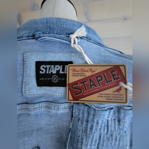 Jeff Staple Splatter Striped Distressed Denim Jean Jacket Unisex XS / W S-M, NWT - Picture 7 of 10